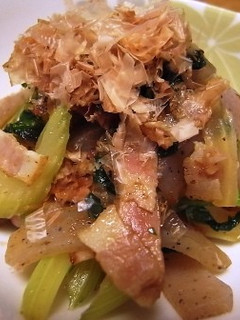 腹スッキリ☆ベーこんセロリ炒 おかか醤油-レシピのメイン写真