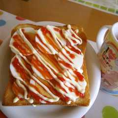 รูปของ オープンサンド☆ケチャマヨゆで卵☆