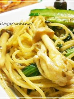 キノコと小松菜と塩昆布のパスタ☆-レシピのメイン写真