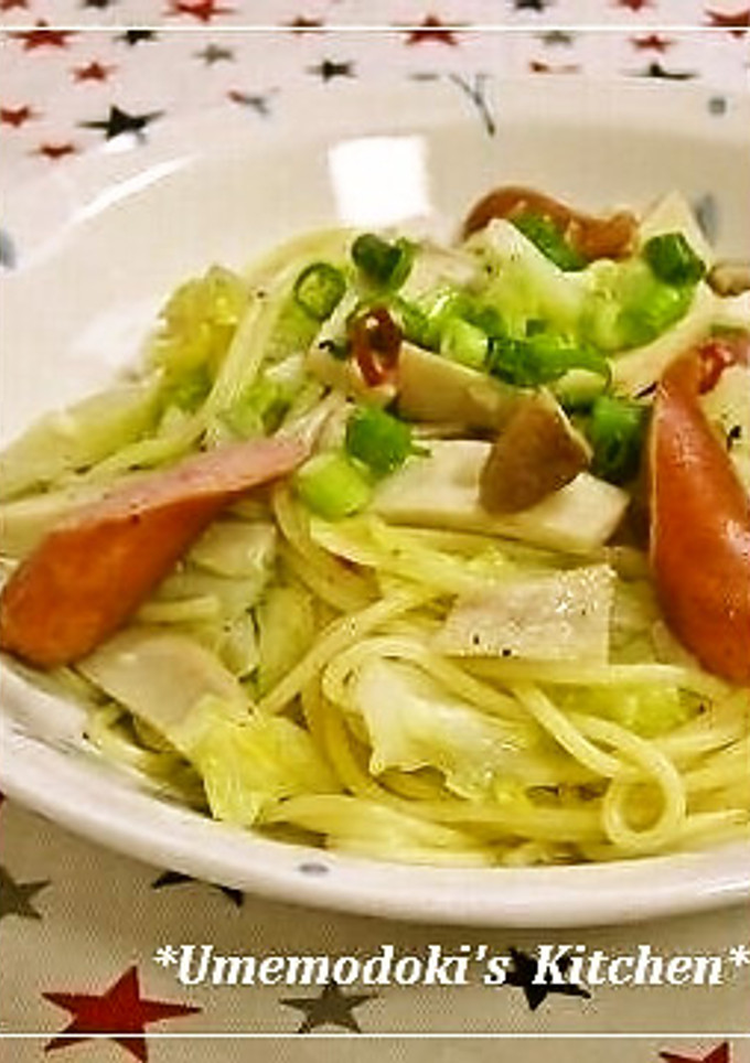 キャベツ・ウインナ・キノコのスパゲティ-レシピのメイン写真