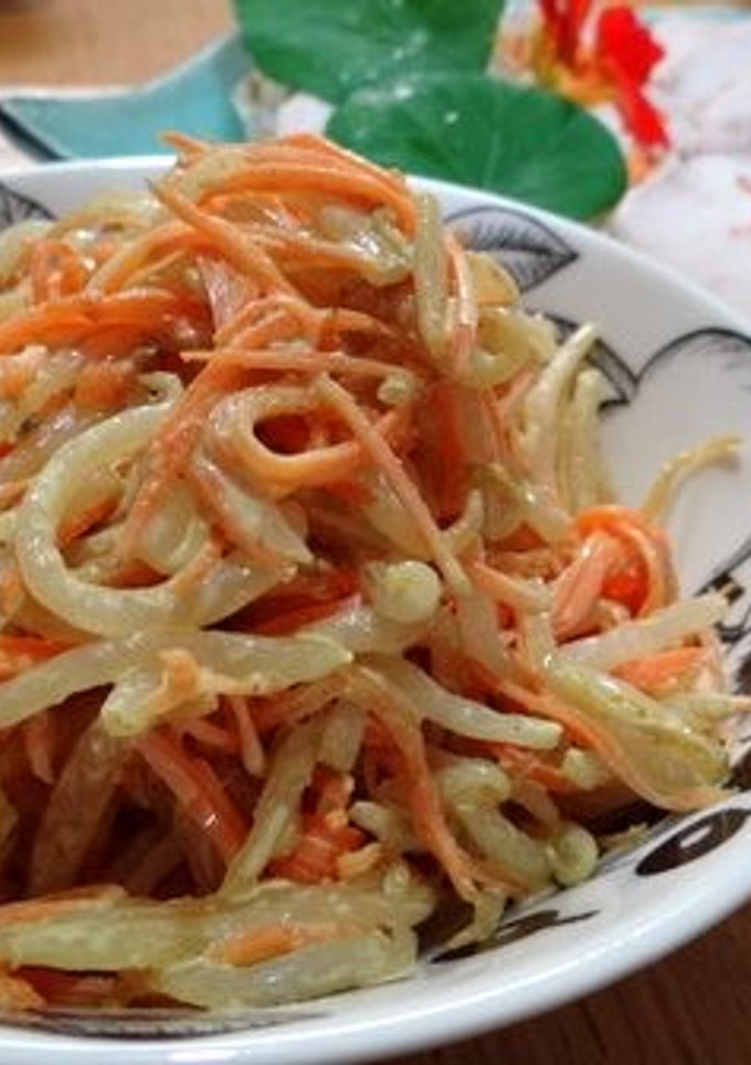 ルクエでもやしとニンジンのカレーマヨ和え-レシピのメイン写真