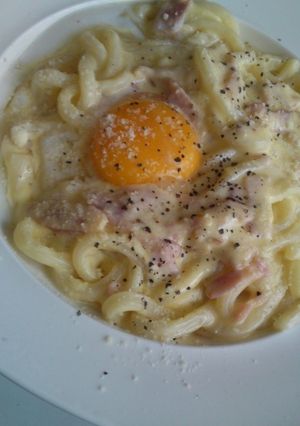 箸で食べる!?うどんdeカルボナーラ-レシピのメイン写真