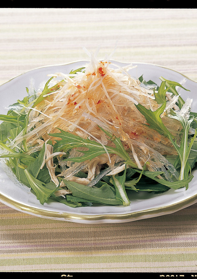 蒸し鶏と水菜と糸寒天のタイ風サラダ-レシピのメイン写真