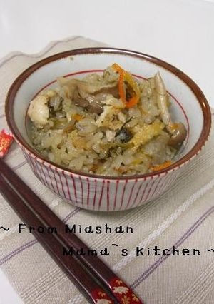 麺つゆでぱぱっと♪ささみ高菜炊き込みご飯-レシピのメイン写真