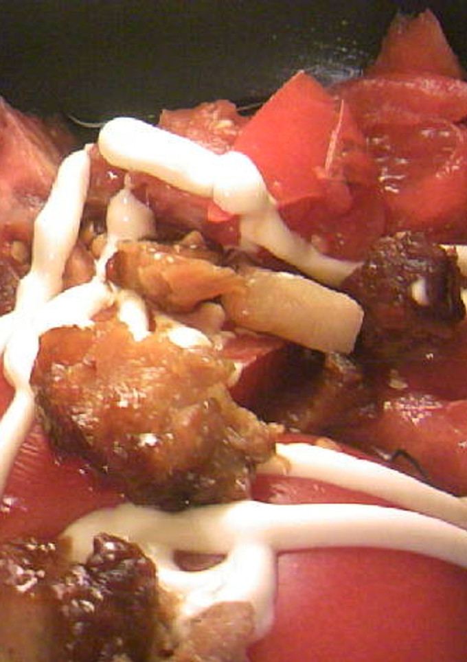 豚の角煮とトマトのめんつゆマヨ胡麻和え-レシピのメイン写真