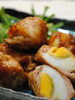 茹で卵の 豚肉巻き 焼肉 マヨソース ☆-レシピのメイン写真