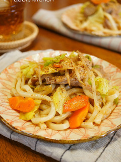 削り粉でおいしい♡ポン酢味の焼きうどん-レシピのメイン写真