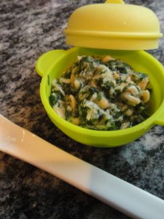 離乳食★納豆とほうれん草・ささ身のダシ煮-レシピのメイン写真
