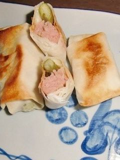 スパムとアスパラの焼き春巻き-レシピのメイン写真