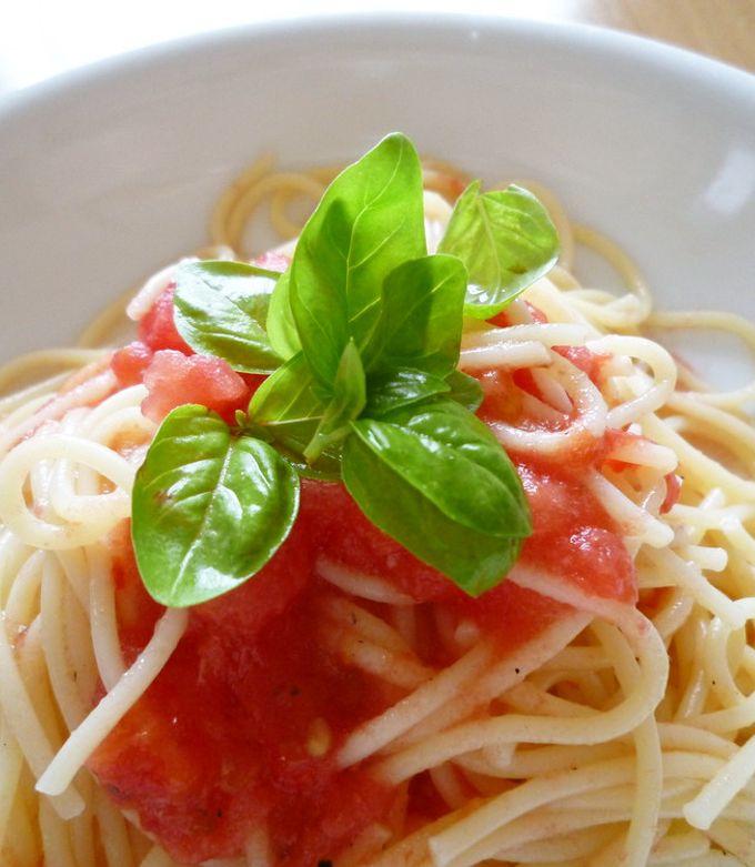 冷凍トマトで冷製トマトパスタ-レシピのメイン写真