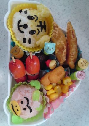 キャラ弁しまじろう＆はなかっぱ-レシピのメイン写真