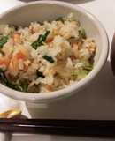 簡単三つ葉と桜エビと揚げ玉の混ぜご飯