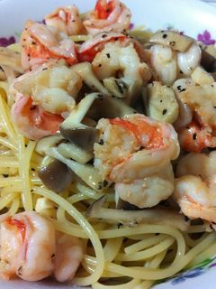 【節約】エビとしめじの和風パスタ-レシピのメイン写真