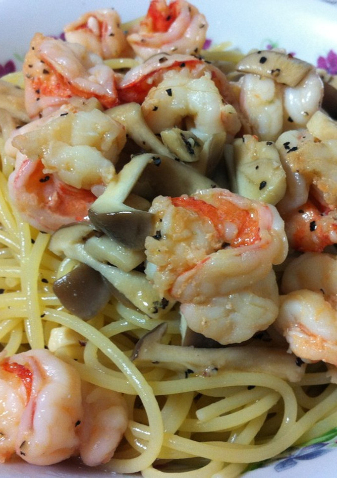 【節約】エビとしめじの和風パスタ-レシピのメイン写真