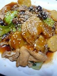豚肉と長芋と青梗菜の炒め物-レシピのメイン写真