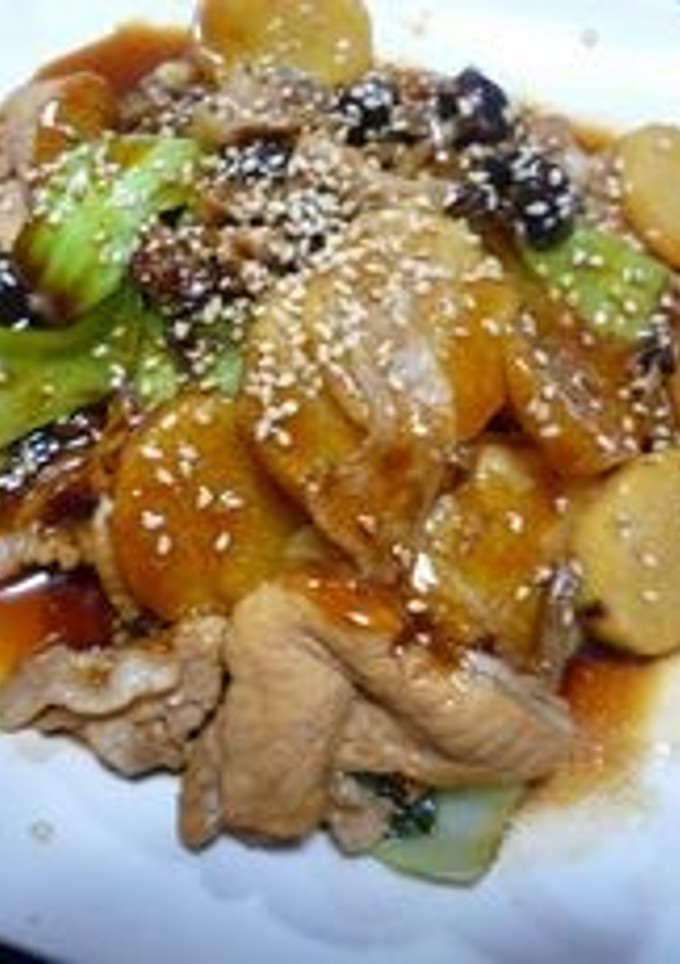 豚肉と長芋と青梗菜の炒め物-レシピのメイン写真