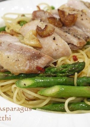ボリューム満点☆チキンとアスパラのパスタ-レシピのメイン写真