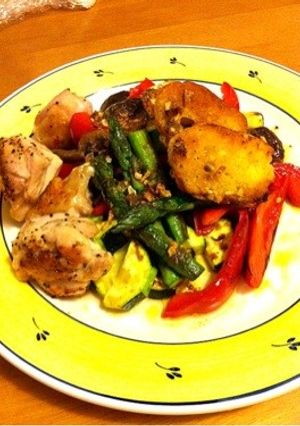 夏野菜とチキンのグリル☆アンチョビソース-レシピのメイン写真