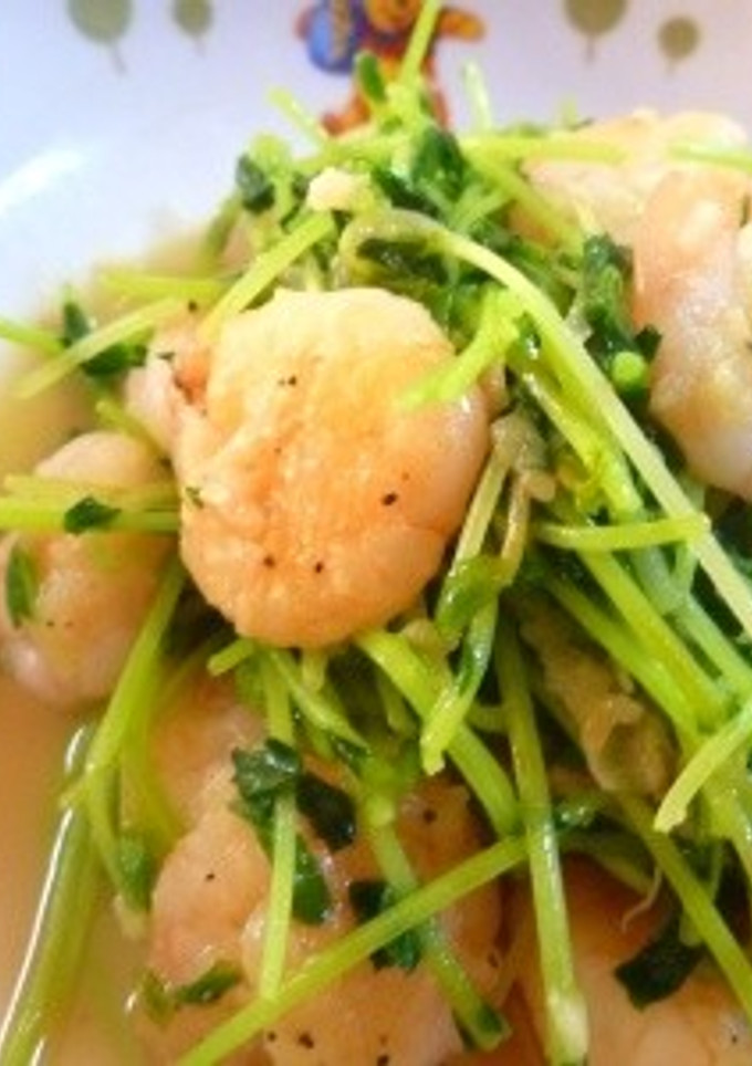 豆苗と海老の中華炒め-レシピのメイン写真
