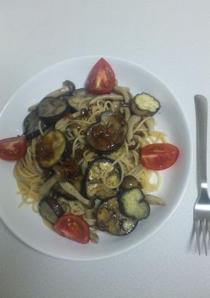 茄子としめじの冷製スパゲティー 梅ソース-レシピのメイン写真