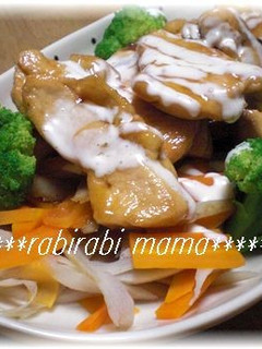 ムネ肉で節約♪マヨで食べる甘辛鶏ゴボウ-レシピのメイン写真