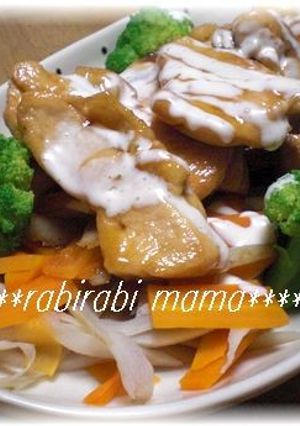 ムネ肉で節約♪マヨで食べる甘辛鶏ゴボウ-レシピのメイン写真
