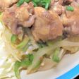 *豚こま・榎の丸め焼き〜マヨポンソース*