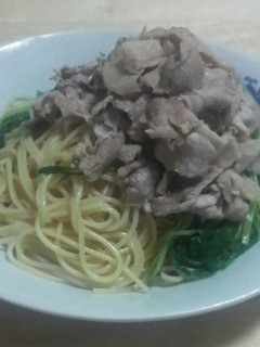 ポン酢でさっぱり!豚肉と水菜の冷製パスタ-レシピのメイン写真