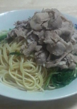 ポン酢でさっぱり！豚肉と水菜の冷製パスタ-レシピのメイン写真