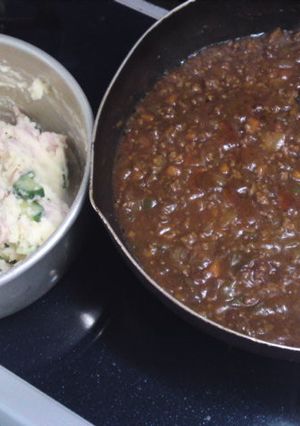 キーマカレーとポテトサラダ-レシピのメイン写真