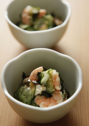 お食い初めに（つぼ椀）胡瓜と海老の酢の物-レシピのメイン写真