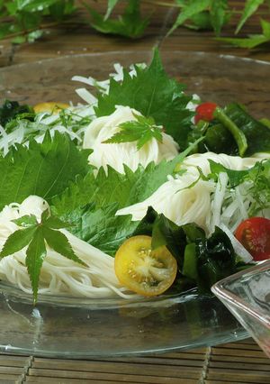 夏の定番ごま油で梅ごまダレのつけそうめん-レシピのメイン写真