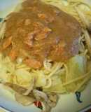 サーモンとキャベツの玄米クリームパスタ　