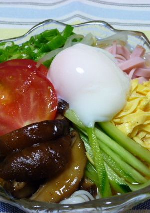 ♡温玉ぶっかけ素麺♡-レシピのメイン写真