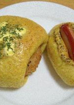 カレー胚芽パン→コロッケ＆ソーセージ-レシピのメイン写真