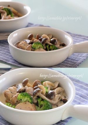 鶏肉とキノコの醤油風味のクリーム煮-レシピのメイン写真