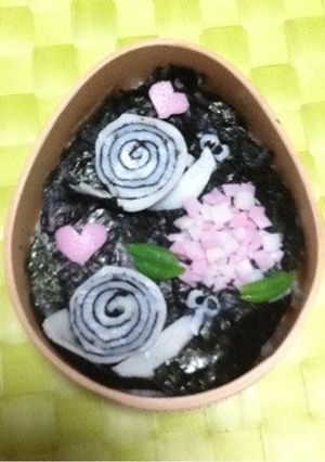６月かまぼこで子供キャラ弁！かたつむり-レシピのメイン写真
