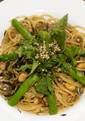 ひじきとアスパラの和風ペペロンチーノ-レシピのメイン写真