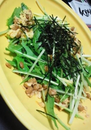 めんたいこ＆納豆たまごの 水菜サラダ☆-レシピのメイン写真