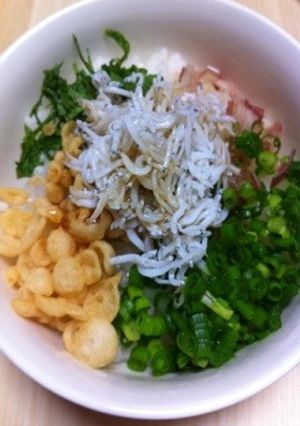 簡単 ♪♪ しらすと薬味の揚げ玉丼-レシピのメイン写真