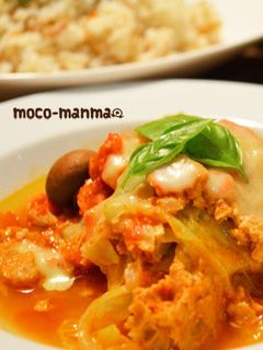 チーズトマトでキャベツとひき肉の重ね煮*-レシピのメイン写真