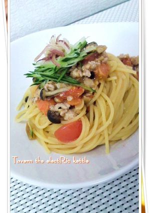 夏野菜と金山寺味噌のパスタ-レシピのメイン写真