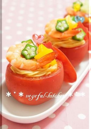 夏☆七夕にトマトとそうめんの冷たいサラダ-レシピのメイン写真
