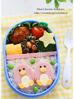 魚ニソdeぴんくペンギンちゃん*キャラ弁-レシピのメイン写真