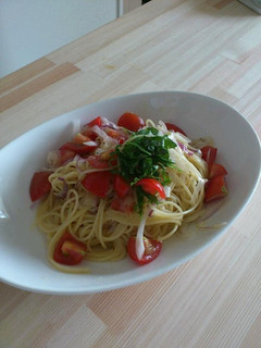トマトと玉ねぎの昆布茶味冷製パスタ-レシピのメイン写真