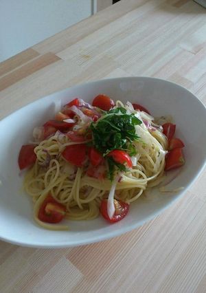トマトと玉ねぎの昆布茶味冷製パスタ-レシピのメイン写真