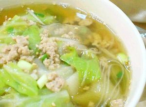 キャベツと豚挽肉のねぎごまスープ-レシピのメイン写真