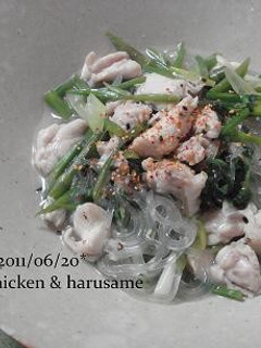 <diet>セリと鶏ささみの春雨煮-レシピのメイン写真