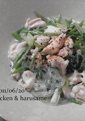 <diet>セリと鶏ささみの春雨煮-レシピのメイン写真