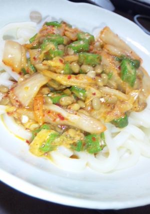 キムチ★納豆★オクラのちゅるうまうどん-レシピのメイン写真